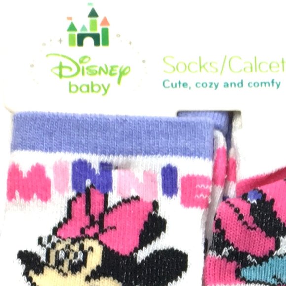 ❌SOLD❌ NWT Disney Baby Socks 0M - 6M Minnie Mouse Pink NEW 6 Pack Infant Newborn - Picture 2 of 7